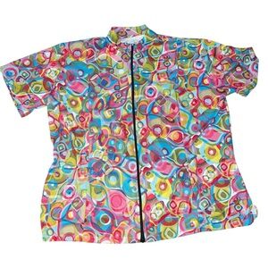 Terry short sleeve colorful moisture wicking cycling bike jersey sz 3x full zip